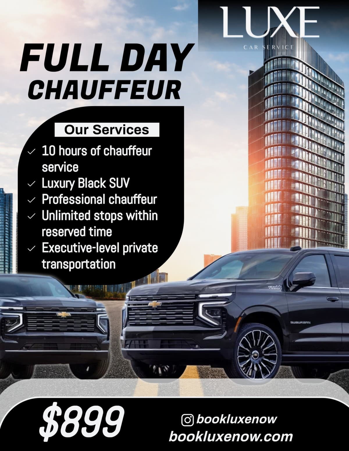 Luxe Car Service Launches $899 Flat-Rate 10-Hour Chauffeur Package for Corporate Clients