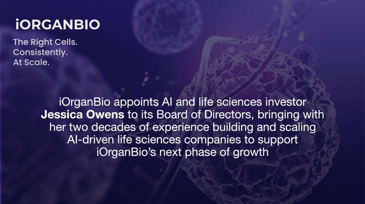 iOrganBio Appoints AI and Life Sciences Investor Jessica Owens to Board
