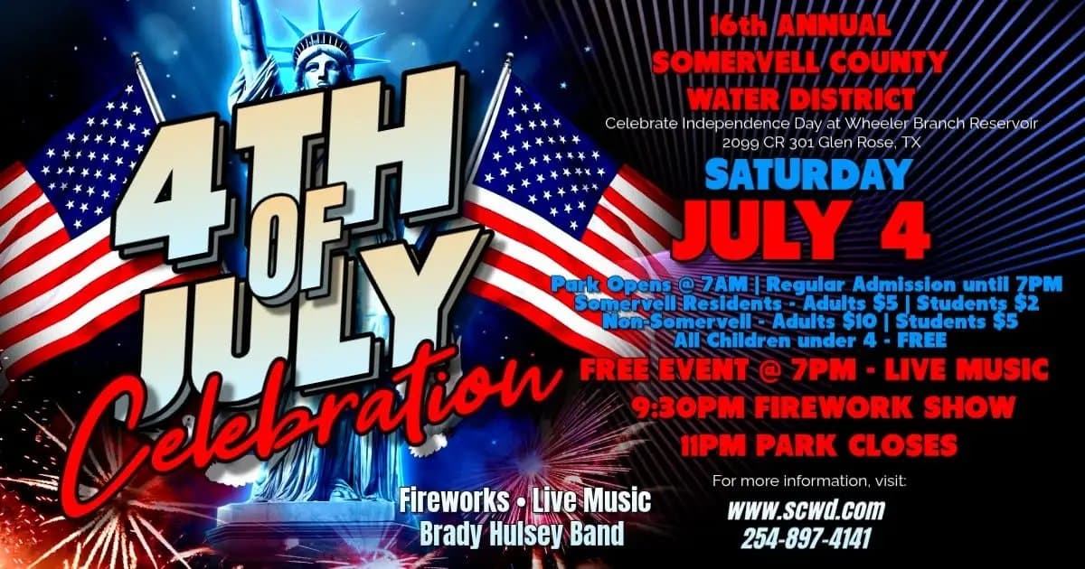 Dinosaur Capital Glen Rose Features July 4th Fireworks & Reckless Kelly Concert this Summer